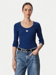 Calvin Klein Jeans Bluzka LV047D218G Niebieski Slim Fit. Niebieskie topy sportowe damskie Calvin Klein Jeans, s, bez wzorów, z bawełny, bez ramiączek. Za 209.99 zł.