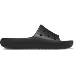 Klapki plażowe dla dorosłych Crocs Classic Slide V2. Czarne klapki damskie Crocs, bez wzorów, bez obcasa. Za 134.96 zł.