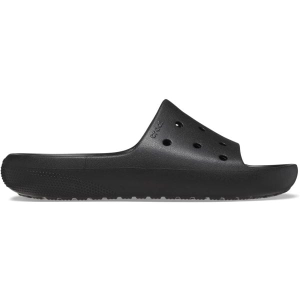 Klapki plażowe dla dorosłych Crocs Classic Slide V2. Czarne klapki damskie Crocs, bez wzorów, bez obcasa. Za 134.96 zł.