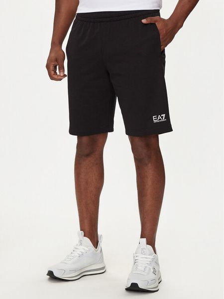 EA7 Emporio Armani Szorty sportowe 8NPS65 PJVRZ 1200 Czarny Regular Fit. Czarne szorty męskie EA7 Emporio Armani, bez wzorów, z bawełny, sportowe. Za 229.99 zł.