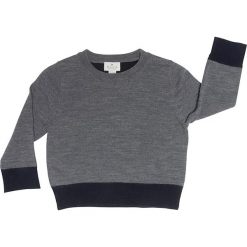 Sweter w kolorze szarym. Szare swetry chłopięce Bock Cph, bez wzorów, prążkowane, bez kołnierzyka. W wyprzedaży za 87.95 zł.