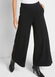 Wygodne spodnie culotte z dzianiny punto di roma. Czarne spodnie materiałowe damskie bonprix, bez wzorów, z dzianiny, eleganckie. Za 139.99 zł.