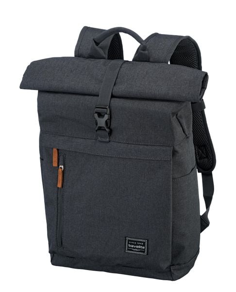 Plecak travelite Basics Roll-Up. Niebieskie plecaki damskie Travelite, bez wzorów, z materiału. Za 178.50 zł.