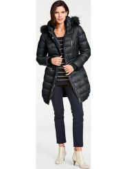 Heine Płaszcz zimowy w kolorze czarnym rozmiar: 42. Czarne płaszcze damskie Heine, na zimę, bez wzorów, z puchu. Za 157.73 zł.