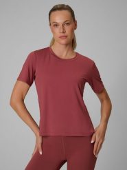 4F Koszulka treningowa loose szybkoschnąca damska - brązowa L. Brązowe bluzki sportowe damskie 4f, l, bez kołnierzyka, bez ramiączek. Za 79.99 zł.