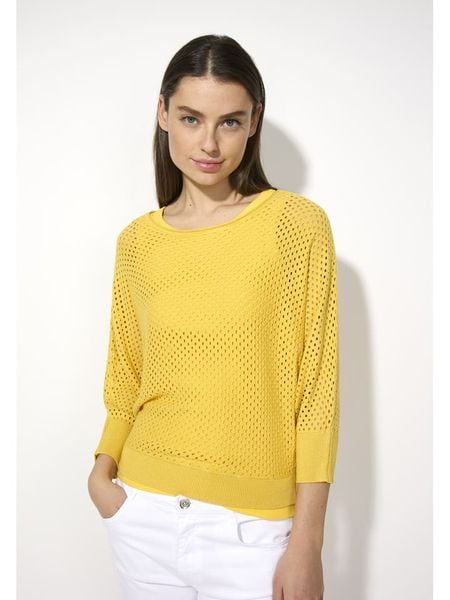 More & More Sweter w kolorze musztardowym rozmiar: 44. Żółte swetry klasyczne damskie MORE & MORE, bez kołnierzyka. Za 104.95 zł.