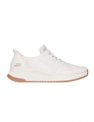Buty sportowe damskie Skechers Slip-Ins Bobs Squad. Białe buty sportowe na co dzień damskie Skechers, bez wzorów, ze skóry. Za 299.99 zł.