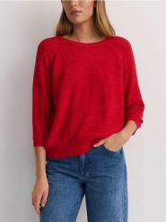 Gładki sweter - czerwony. Czerwone swetry klasyczne damskie Reserved, l, z dzianiny, bez kołnierzyka. W wyprzedaży za 39.99 zł.