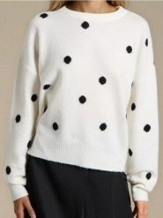 Sweter w kropki - kremowy. Białe swetry klasyczne damskie Sinsay, l, bez kołnierzyka. Za 59.99 zł.