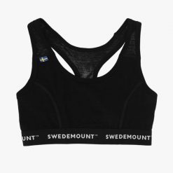 Damski sportowy biustonosz treningowy oddychający Himalaya Merino Wool Top. Czarne biustonosze sportowe damskie SWEDEMOUNT, bez wzorów, z tkaniny. Za 129.99 zł.
