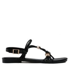 Sandały Jenny Fairy. Czarne sandały damskie Jenny Fairy, bez wzorów, bez obcasa, na płaskiej podeszwie. Za 79.99 zł.