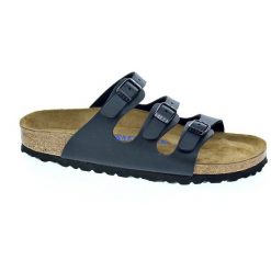 Klapki damskie Birkenstock Florida Birkoflor. Czarne klapki damskie Birkenstock, bez wzorów, z materiału, bez obcasa. Za 666.00 zł.