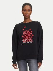 KARL LAGERFELD Bluza A3W20006 Czarny Regular Fit. Czarne bluzy bez kaptura damskie Karl Lagerfeld, m, z bawełny. Za 679.99 zł.