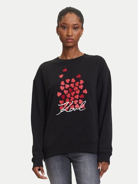 KARL LAGERFELD Bluza A3W20006 Czarny Regular Fit. Czarne bluzy bez kaptura damskie Karl Lagerfeld, l, z bawełny. Za 679.99 zł.