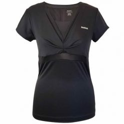 Koszulka treningowa damska Reebok K28901. Czarne bluzki damskie Reebok, s, bez wzorów, z poliesteru, sportowe, bez kołnierzyka, bez ramiączek. Za 127.00 zł.
