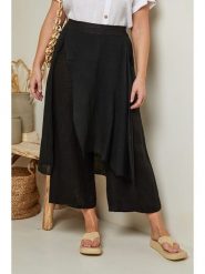 Curvy Lady Lniane spodnie w kolorze czarnym rozmiar: 44/46. Czarne spodnie materiałowe damskie Curvy Lady, bez wzorów, ze lnu, klasyczne, z podwyższonym stanem. Za 153.71 zł.