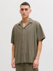 Jack & Jones Komplet koszula i szorty materiałowe Tyson 12297649 Zielony Relaxed Fit. Zielone koszule męskie Jack & Jones, bez wzorów, z bawełny. Za 209.99 zł.
