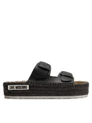 LOVE MOSCHINO Espadryle JA28233G0IIAX000 Czarny. Czarne espadryle damskie Love Moschino, bez wzorów, ze skóry, bez obcasa. Za 549.99 zł.