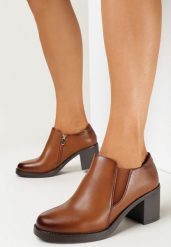 Brązowe Półbuty na Niewysokim Obcasie Pesidoka. Brązowe półbuty damskie Born2be, bez wzorów, z jeansu, biznesowe, bez obcasa, na słupku. Za 129.99 zł.