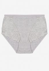 Szare Bawełniane Majtki Figi z Koronką Idiana. Szare figi damskie Born2be, plus size, bez wzorów, z bawełny. Za 9.99 zł.