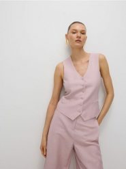 Kamizelka z lnem i wiskozą - brudny róż. Czerwone kamizelki damskie Reserved, l, z wiskozy. W wyprzedaży za 69.99 zł.