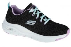 Buty sportowe Sneakersy damskie, Skechers Arch Fit Comfy Wave. Czarne buty sportowe na co dzień damskie Skechers, bez wzorów, z materiału, trekkingowe. Za 516.20 zł.