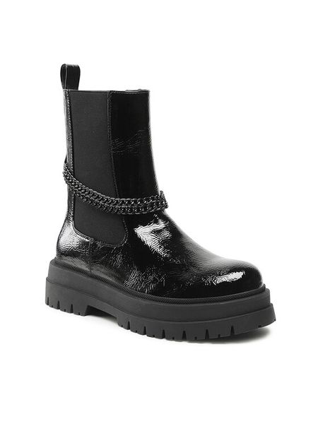 DeeZee Botki H13119-4 Czarny. Czarne botki damskie DeeZee, ze skóry, bez obcasa, na płaskiej podeszwie, bez zapięcia. Za 199.99 zł.