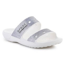 Crocs Klapki Classic Croc Glitter Ii Sandal W 207769-90H szare. Szare klapki damskie bez wzorów, z materiału, bez obcasa. Za 303.63 zł.