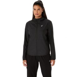 Damska kurtka wodoodporna Asics Core. Czarne kurtki damskie Asics, bez wzorów, bez kaptura. Za 308.50 zł.