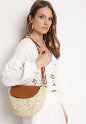 Jasnobeżowa Torebka Boho z Plecionki z Klapką i Paskiem z Imitacji Skóry Varya. Brązowe torebki klasyczne damskie Born2be, bez wzorów, z jeansu, bez dodatków. Za 99.99 zł.