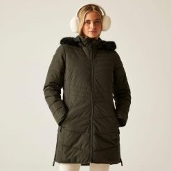 Striking IV Damska kurtka narciarska. Zielone kurtki damskie Dare 2b, bez wzorów, z tkaniny, bez kaptura, narciarskie. Za 269.99 zł.