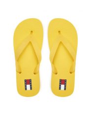 Tommy Jeans Japonki Tjw Logo Flip Flop EN0EN02447 Żółty. Żółte klapki damskie Tommy Jeans, bez wzorów, z jeansu, bez obcasa. Za 89.99 zł.