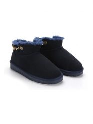 NICEBAY Skórzane botki zimowe "Gikila" w kolorze granatowym rozmiar: 38. Niebieskie botki damskie Nicebay, na zimę, z materiału, bez obcasa, bez zapięcia. Za 208.99 zł.