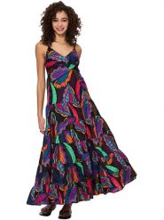 Aller Simplement Sukienka w kolorze czarnym ze wzorem rozmiar: 42. Czarne sukienki damskie Aller Simplement, bez wzorów, z bawełny, bez kołnierzyka, bez ramiączek, maxi. Za 185.32 zł.