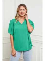 Plus Size Company Bluzka w kolorze zielonym rozmiar: 42. Zielone bluzki damskie Plus Size Company, plus size, bez wzorów, klasyczne, bez kołnierzyka, plus size, bez ramiączek. Za 61.46 zł.