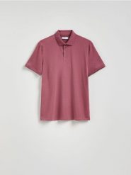 Koszulka polo regular - jasnofioletowy. Fioletowe koszulki polo męskie Reserved, l, bez wzorów, z bawełny, bez ramiączek. W wyprzedaży za 55.99 zł.
