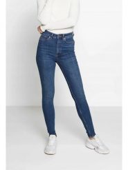 Monki Dżinsy - Slim fit - w kolorze niebieskim rozmiar: W25. Niebieskie jeansy damskie Monki, z podwyższonym stanem. Za 43.99 zł.
