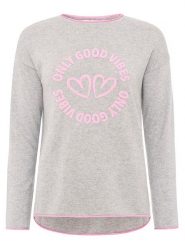 Zwillingsherz Sweter "Only good Vibes" w kolorze szarym rozmiar: L. Szare swetry klasyczne damskie Zwillingsherz, l, z kaszmiru, bez kołnierzyka. Za 206.91 zł.