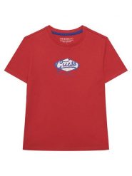 Guess T-Shirt L6RI02 K8HM4 Czerwony Regular Fit. Czerwone t-shirty chłopięce Guess, z aplikacjami, z bawełny, bez ramiączek. Za 89.99 zł.