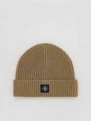 Czapka beanie z wiskozą - beżowy. Brązowe czapki męskie Reserved, bez wzorów, z wiskozy. Za 59.99 zł.