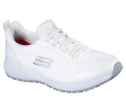 Obuwie Sportowe Damskie Skechers Work: Squad SR Biały. Białe buty sportowe na co dzień damskie Skechers, bez wzorów, z materiału. Za 233.99 zł.