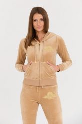 JUICY COUTURE Beżowa bluza Arched Metallic. Brązowe bluzy bez kaptura damskie Juicy Couture, s. W wyprzedaży za 369.99 zł.