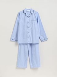 Dwuczęściowa piżama z bawełny - jasnoniebieski. Niebieskie piżamy męskie Reserved, l, bez wzorów, z bawełny, bez ramiączek. Za 159.99 zł.