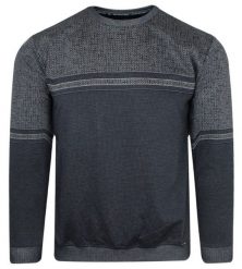 Bluza z Okrągłym Dekoltem, Granatowo-Szara bez Kaptura, Męska -BAGARDA. Niebieskie bluzy bez kaptura męskie Bagarda, m, z bawełny. Za 155.00 zł.
