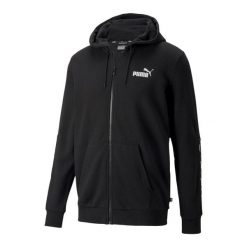Męska Bluza Z Kapturem Essential Tape Full Zip. Czarne bluzy z kapturem męskie Puma, m. Za 245.99 zł.