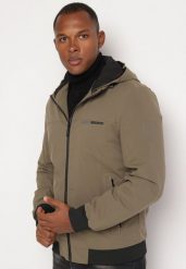 Zielona Kurtka Wiatrówka z Kapturem i Ściągaczami Lorendriah. Zielone kurtki męskie Born2be, l, bez wzorów, z jeansu, eleganckie, z kapturem. Za 169.99 zł.