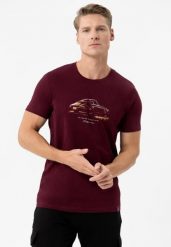 T-shirt z nadrukiem T-SINGER. Czerwone t-shirty męskie Volcano, l, bez wzorów, z bawełny, bez kołnierzyka. Za 59.99 zł.