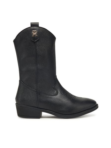 Tommy Hilfiger Kowbojki T3A6-34040-0036999 Czarny. Czarne botki dziewczęce Tommy Hilfiger, bez wzorów, ze skóry, bez ramiączek. Za 349.99 zł.