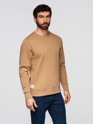 Męska bluza dresowa BASIC z okrągłym dekoltem OM-SSBN-0271 - - Rozmiar: M. Brązowe bluzy bez kaptura męskie Ombre Clothing, m, z bawełny. W wyprzedaży za 118.99 zł.