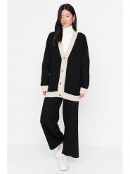 Trendyol 2-częściowy zestaw w kolorze czarno-beżowym rozmiar: XL. Brązowe kardigany damskie Trendyol, xl, bez wzorów. Za 86.99 zł.